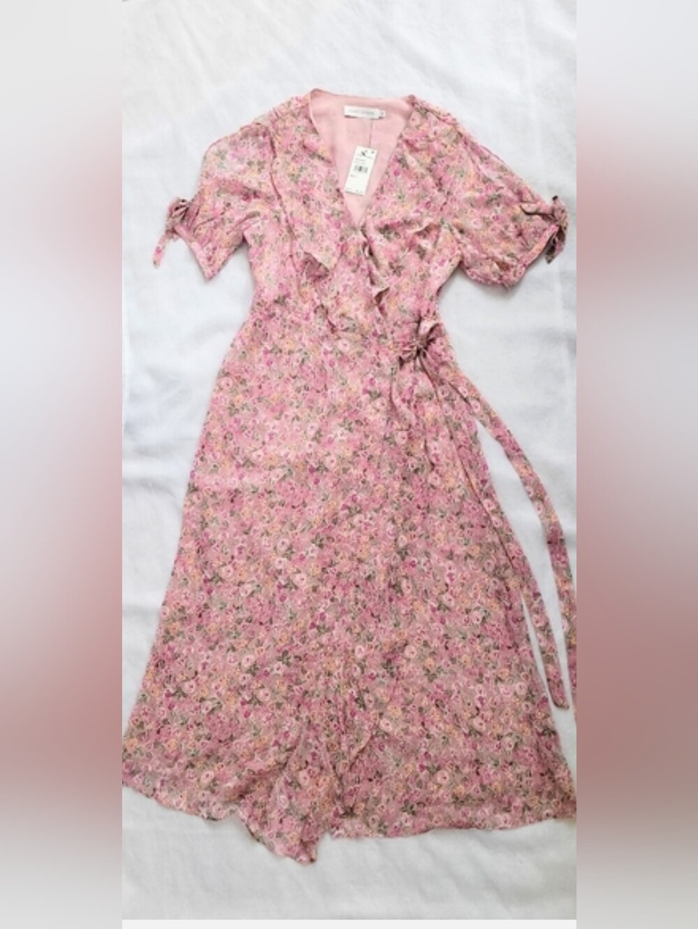 NWT! Summer Boho Midi Women's Floral Wrap Garden Party Dress L(fits Like Medium)